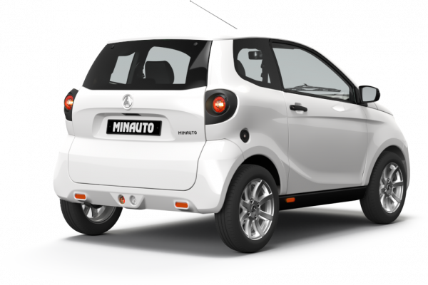 Brommobielen AIXAM Minauto Minauto Access 3/4 zicht achterkant + 14" lichtmetalen velgen