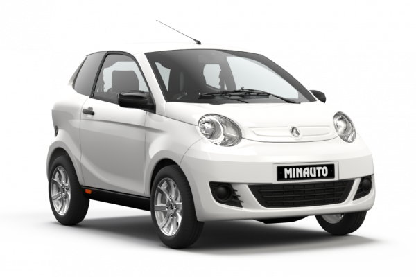 Brommobielen AIXAM Minauto Minauto Access 3/4 zicht voorkant + 14" lichtmetalen velgen